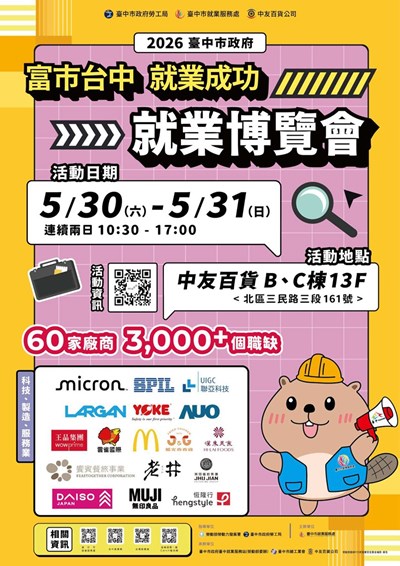 臺中市政府勞工局「富市台中 就業成功」就業博覽會