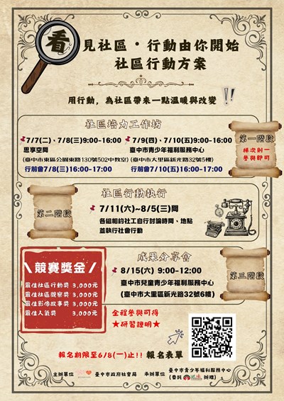 臺中市少年福利服務中心115年「看見社區・行動由你開始-社區行動方案」